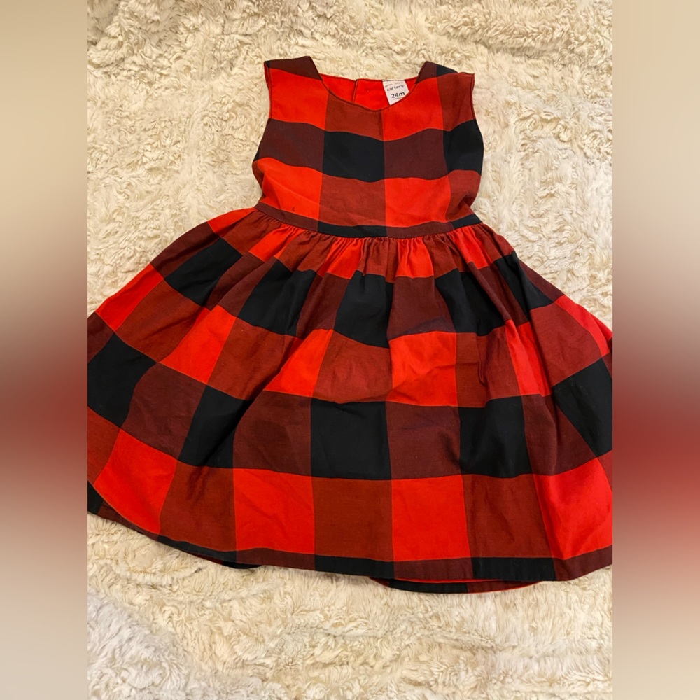 Toddler holiday red plaid dress